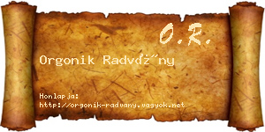 Orgonik Radvány névjegykártya